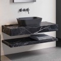 Composizione 3 Mobili Bagno in Gres e Lavabo in Vetrochina di Lusso - Ramentina