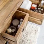 Composizione 3 Mobili Bagno in Legno di Teak con Lavabo in Resina - Essence Viadurini