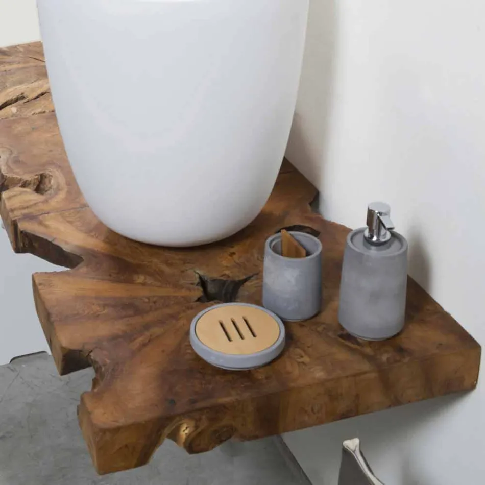 Composizione 3 Mobili Bagno Sospesa con Lavabo Bianco in Resina - Abbaglio Viadurini