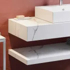 Composizione 3 Mobili Bagno Sospesa in Gres Porcellanato 4 Finiture - Rambina Viadurini