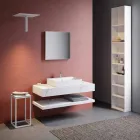 Composizione 3 Mobili Bagno Sospesa in Gres Porcellanato 4 Finiture - Rambina Viadurini