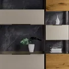 Composizione a Parete in Mdf e Listellare Placcato Rovere Made in Italy - Marit Viadurini