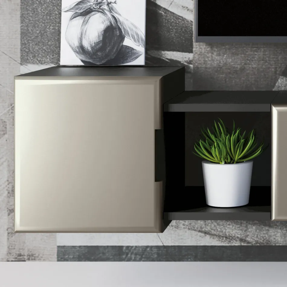 Composizione a Parete Moderna da Soggiorno in Mdf Made in Italy - Linn Viadurini