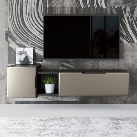 Composizione a Parete Moderna da Soggiorno in Mdf Made in Italy - Linn Viadurini