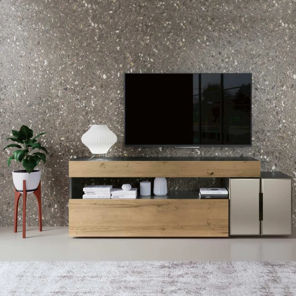 Composizione a Parete Moderna di Design in Mdf Made in Italy - Kristin  Viadurini