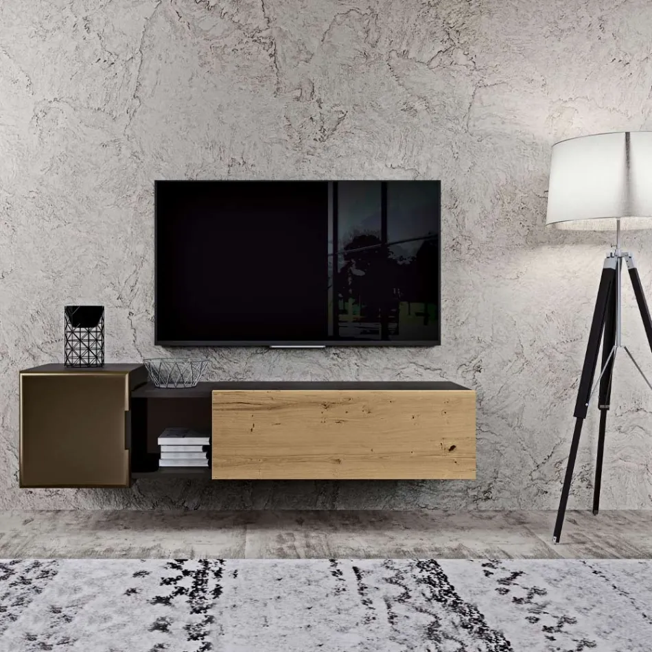 Composizione a Parete per la Zona Living di Design Moderno Made in Italy - Margit Viadurini