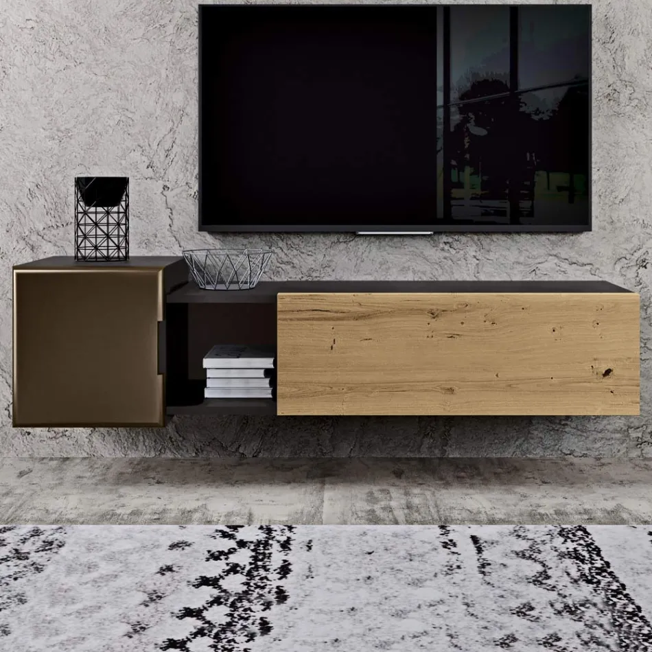 Composizione a Parete per la Zona Living di Design Moderno Made in Italy - Margit Viadurini