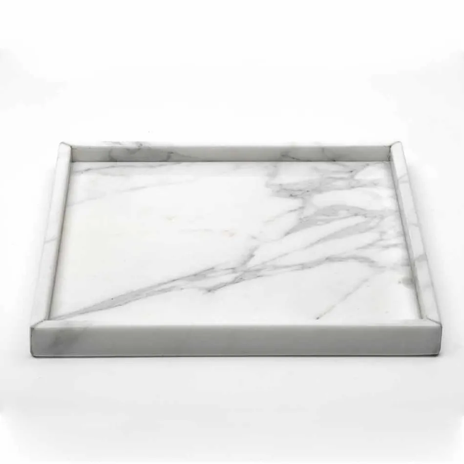 Composizione Accessori da Bagno in Marmo Bianco di Carrara Made in Italy - Tuono Viadurini