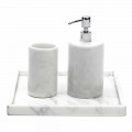 Composizione Accessori da Bagno in Marmo Bianco di Carrara Made in Italy - Tuono