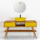 Composizione Accessori e Mobile Appoggio Giallo con Cassettiera - Georges  Viadurini