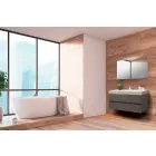 Composizione Arredo Bagno Sospesa in Fenix Grigio – Becky Viadurini