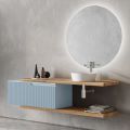 Composizione Bagno Azzurro Tiffany e Quercia con Specchio Made in Italy - Ermes