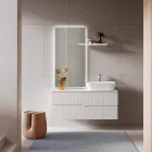 Composizione Bagno Bianca con Specchio e Mensola Made in Italy - Ares Viadurini
