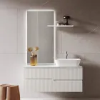 Composizione Bagno Bianca con Specchio e Mensola Made in Italy - Ares Viadurini