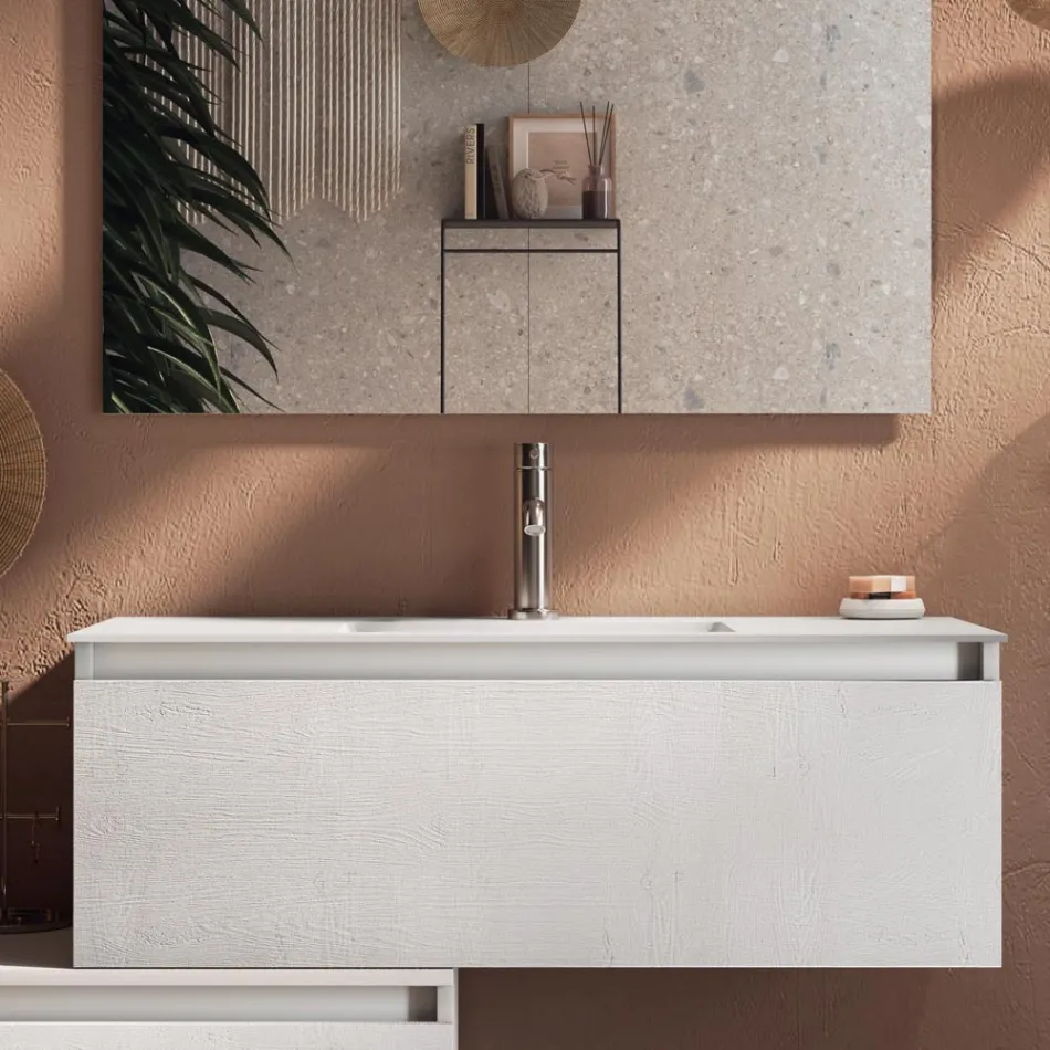 Composizione Bagno Completa di Lavabo, Base Antigraffio e Specchio Made in Italy - Dream Viadurini