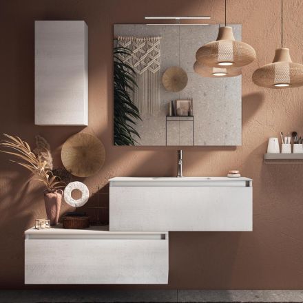 Composizione Bagno Completa di Lavabo, Base Antigraffio e Specchio Made in Italy - Dream Viadurini