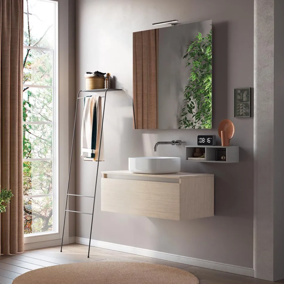 Composizione Bagno Completa di Lavabo, Specchio e Base Made in Italy - Dream Viadurini