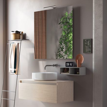 Composizione Bagno Completa di Lavabo, Specchio e Base Made in Italy - Dream Viadurini