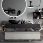 Composizione Bagno Completa di Specchio, Lavabo, Base e Top Made in Italy - Palom Viadurini