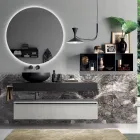 Composizione Bagno Completa di Specchio, Lavabo, Base e Top Made in Italy - Palom Viadurini