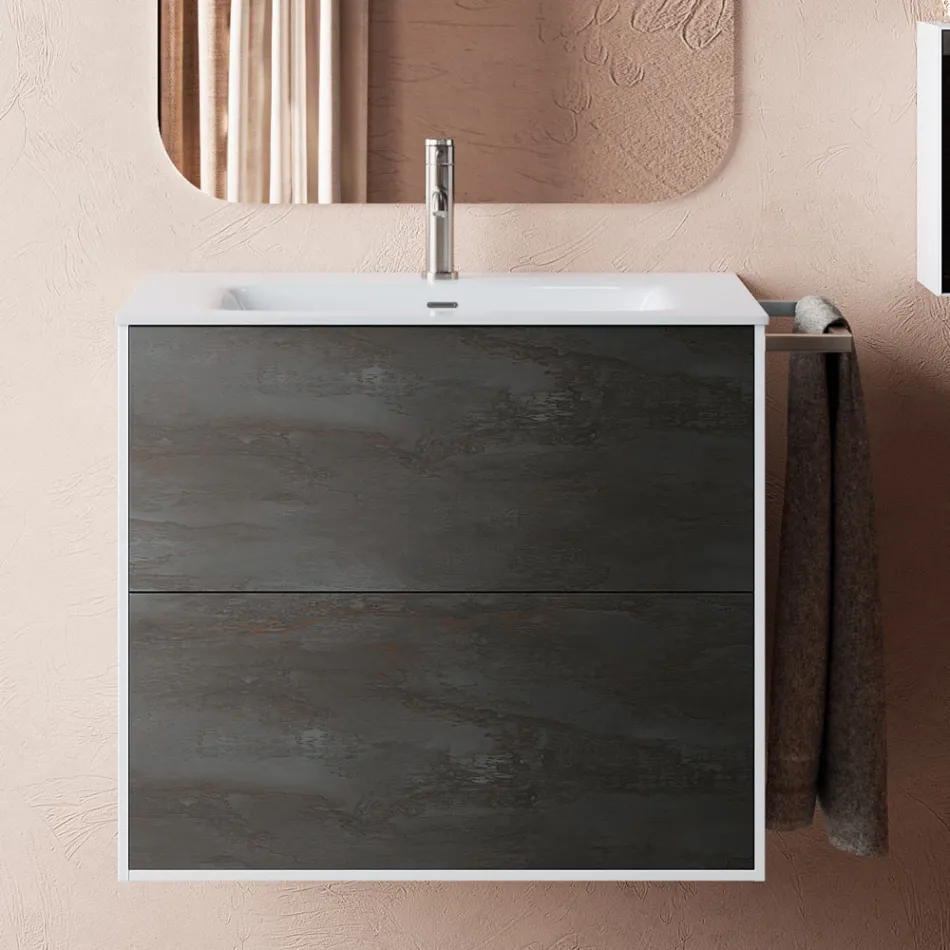 Composizione Bagno Composta da Specchio e Base Antigraffio Made in Italy - Kilos Viadurini