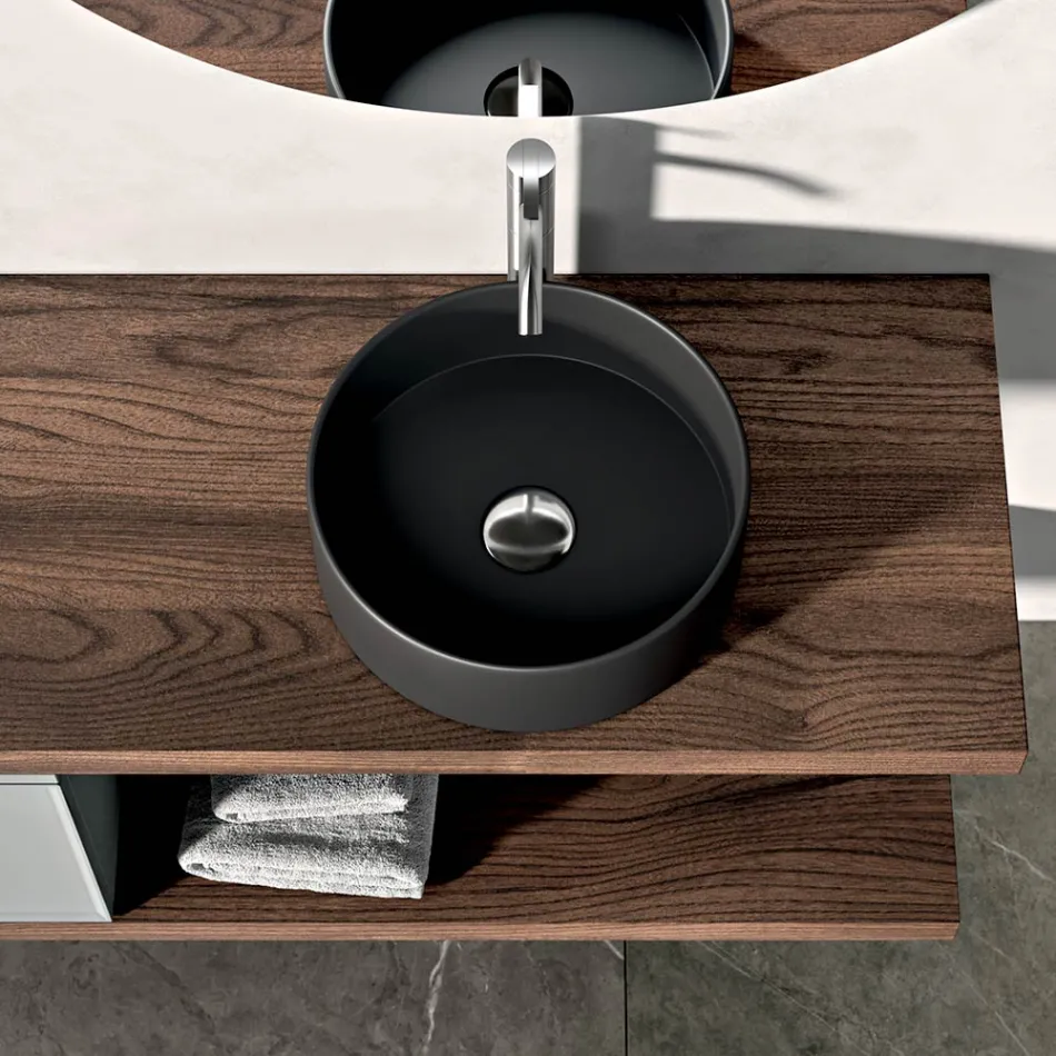 Composizione Bagno Comprensiva di 1 Base con 1 Cassetto, Lavabo e 2 Colonne - Orione Viadurini