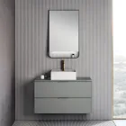 Composizione Bagno Comprensiva di 1 Base con 2 Cassetti, Lavabo e Specchio Led - Orione Viadurini