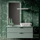 Composizione Bagno Comprensiva di 1 Base con 2 Cassetti, Lavabo e Specchio - Orione Viadurini