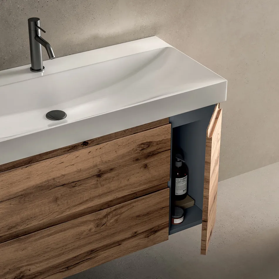 Composizione Bagno Comprensiva di Base con 2 Cassetti e 1 Anta Quercia - Titan Viadurini