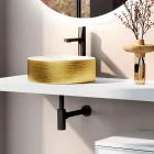 Composizione Bagno Comprensiva di Base con Cassetto, Lavabo, Specchio e Cubo - Orione Viadurini