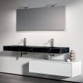 Composizione Bagno con 1 Cassetto Bianco, Specchio e Mensola Hpl Marquina - Velaria