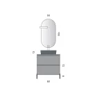 Composizione Bagno con 1 Cassetto, Lavabo in Resina Antracite e Specchio - Titan Viadurini