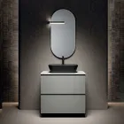 Composizione Bagno con 1 Cassetto, Lavabo in Resina Antracite e Specchio - Titan Viadurini