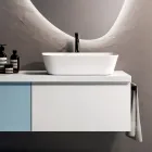 Composizione Bagno con 2 Basi con 1 Cassetto Ciascuna e Specchio - Titan Viadurini