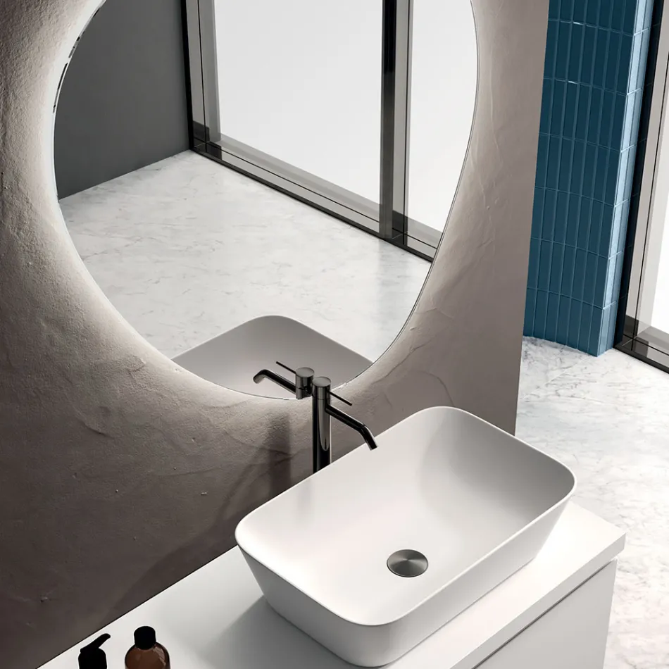 Composizione Bagno con 2 Basi con 1 Cassetto Ciascuna e Specchio - Titan Viadurini