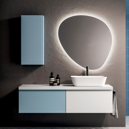 Composizione Bagno con 2 Basi con 1 Cassetto Ciascuna e Specchio - Titan Viadurini
