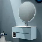 Composizione Bagno con 2 Cassetti, 1 Vano a Giorno e Specchio - Titan Viadurini