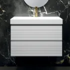 Composizione Bagno con 2 Cassetti Bianco Opaco, Lavabo e Specchio - Elios Viadurini