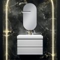 Composizione Bagno con 2 Cassetti Bianco Opaco, Lavabo e Specchio - Elios