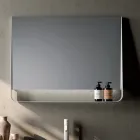 Composizione Bagno con 2 Cassetti e 2 Vani a Giorno, Specchio e Lavabo - Magnolia Viadurini