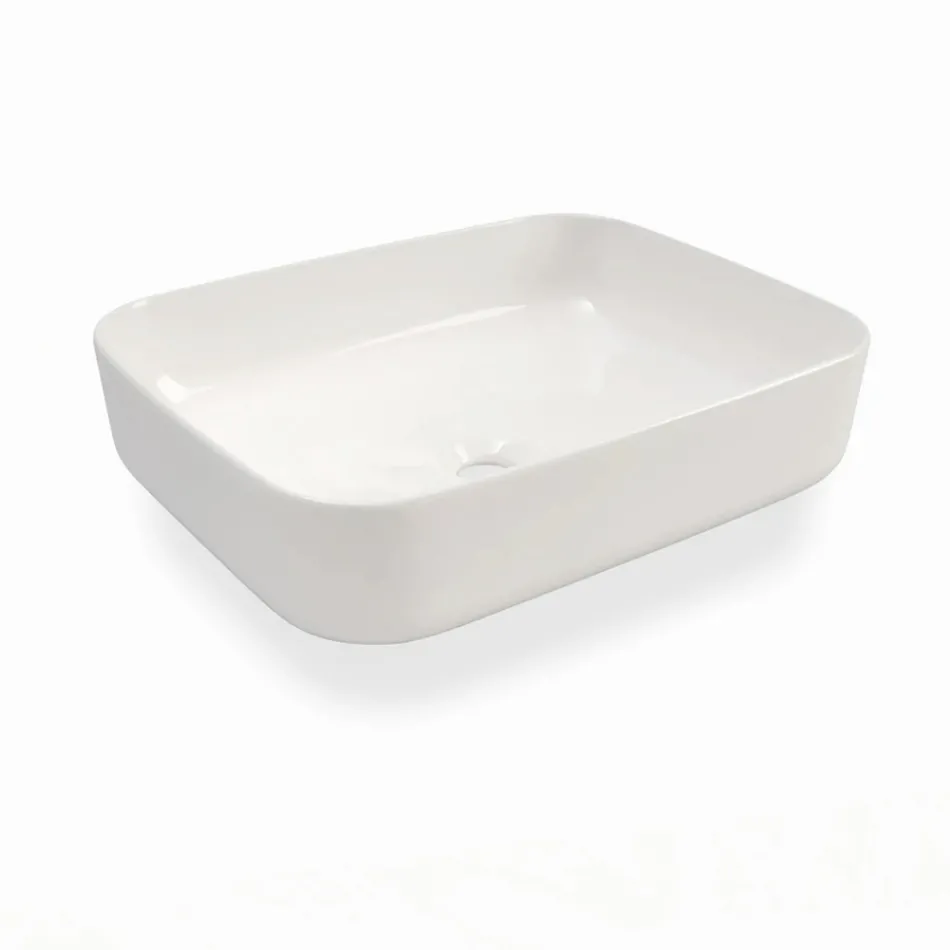 Composizione Bagno con 2 Cassetti in Quercia, Lavabo in Ceramica e Specchio - Titan Viadurini