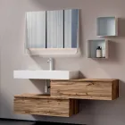 Composizione Bagno con 2 Cassetti, Lavabo Bianco, Specchio e Pensile - Elios Viadurini