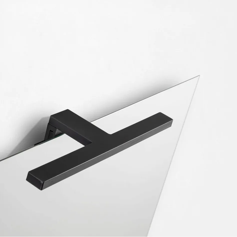 Composizione Bagno con 2 Cassetti, Lavabo in Vetro Grigio e Specchio - Elios Viadurini
