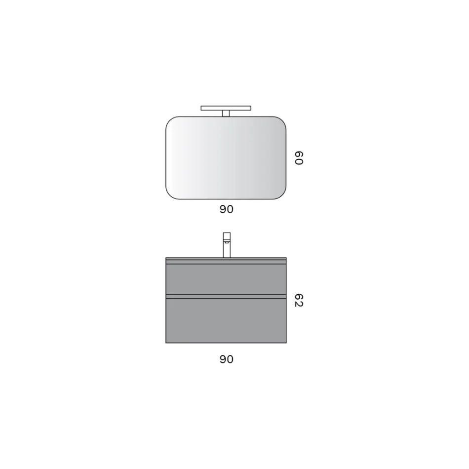 Composizione Bagno con 2 Cassetti, Lavabo in Vetro Grigio e Specchio - Elios Viadurini