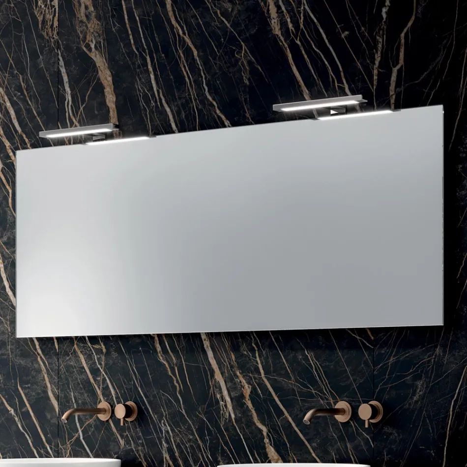 Composizione Bagno con 4 Cassetti, 2 Lavabi in Ceramica e Specchio - Titan Viadurini