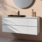 Composizione Bagno con 4 Cassetti, Lavabo in Ceramica Nero e Specchio - Elios Viadurini