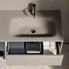 Composizione Bagno con 4 Cassetti, Vano a Giorno, Lavabo e Specchio - Velaria Viadurini