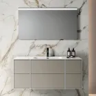 Composizione Bagno con 6 Cassetti Tortora, Specchio e Lavabo - Velaria Viadurini