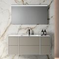 Composizione Bagno con 6 Cassetti Tortora, Specchio e Lavabo - Velaria