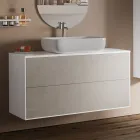 Composizione Bagno con Base Pietra Avana, Specchio e Lavabo Made in Italy - Kilos Viadurini